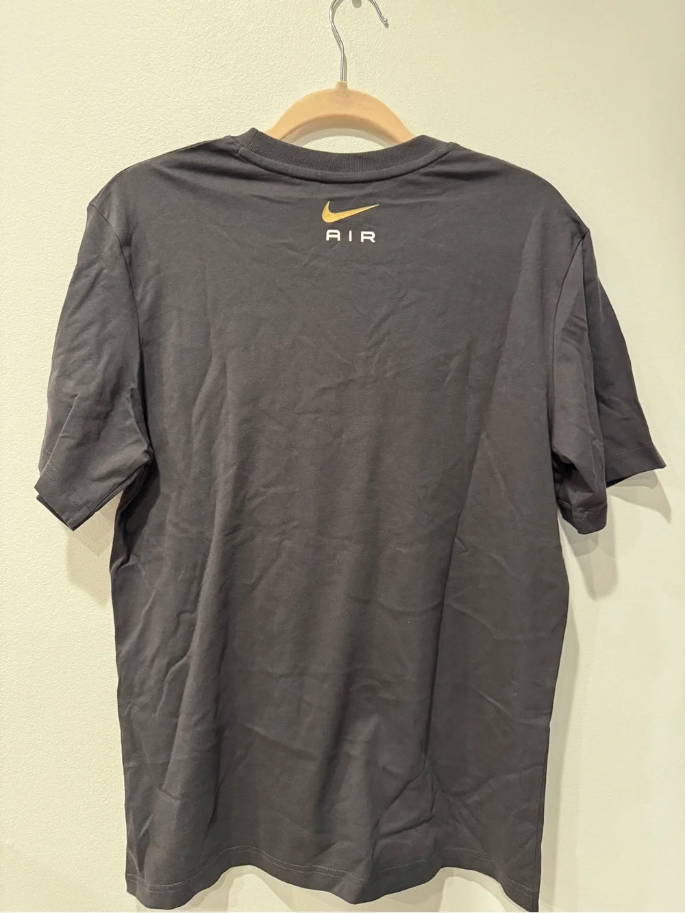 Nike Short Sleeve T-Shirt with Gold Swoosh and White AIR
